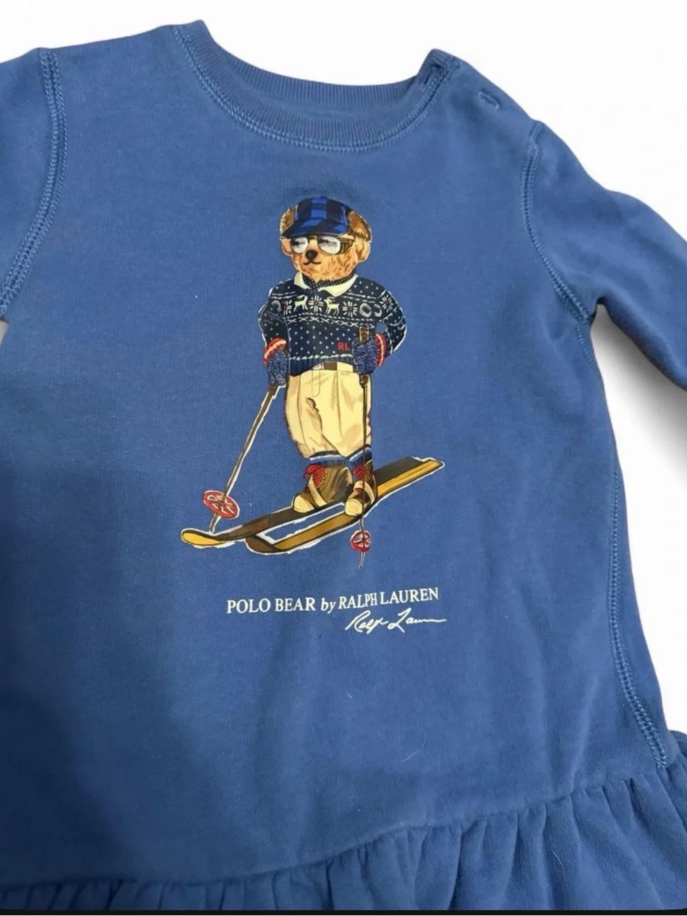 Ralph Lauren Blue Polo Bear Long Sleeve Casual Dress